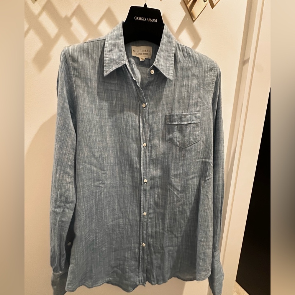 Nili Lotan Light Blue Casual Button Down Shirt